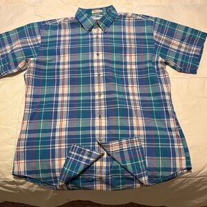 Oscar de la Renta Plaid Men's Large Button Down Short Sleeve Shirt